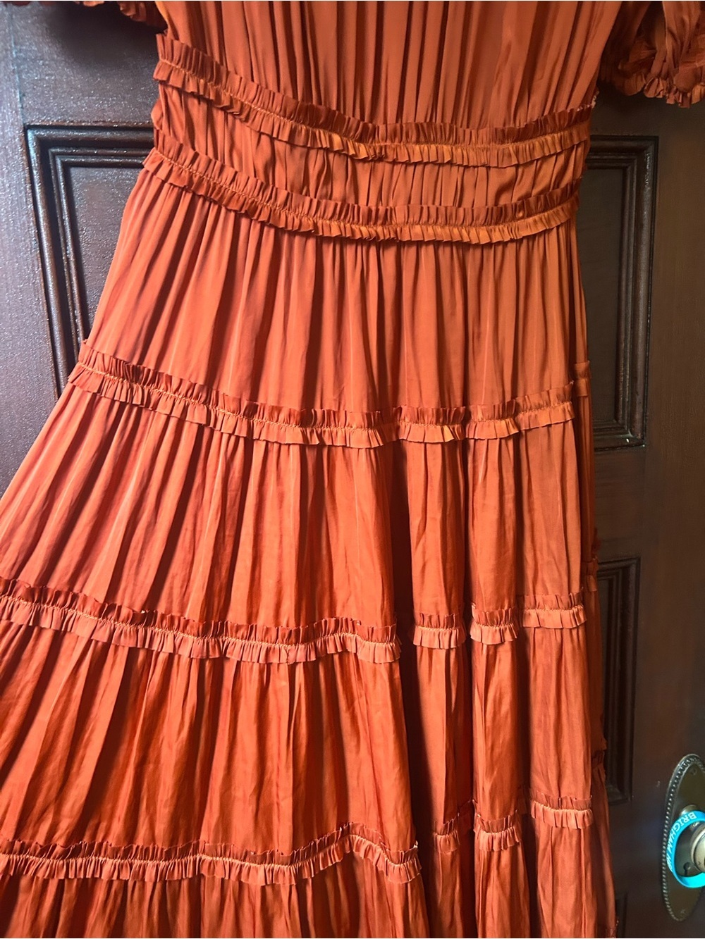 Ulla Johnson Olivia Puff Sleeve Ruffle Satin Midi Dress Boho Mermaidcore Size 8 - Picture 11 of 12